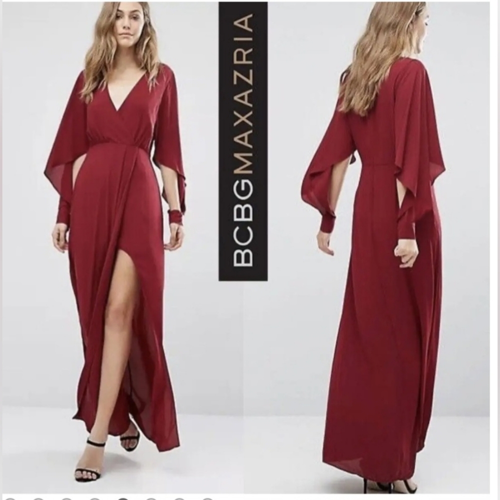 Deep canburry red chiffon long dress BCBG size 0
